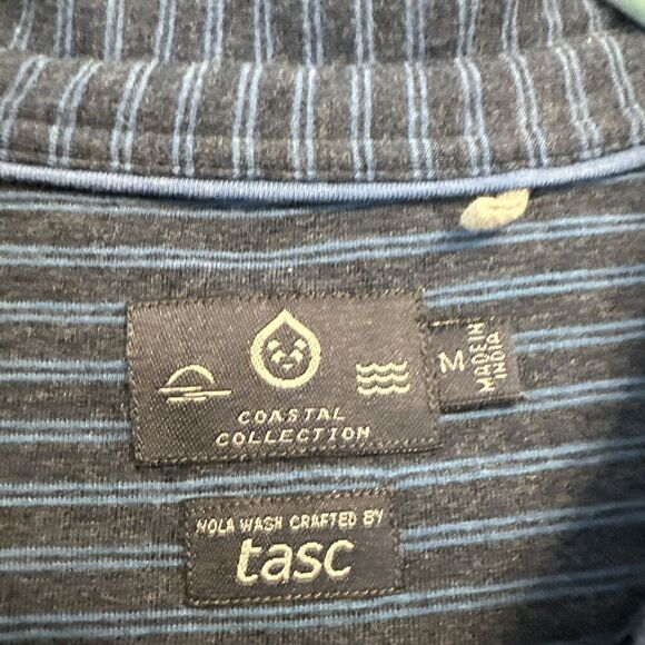 Tasc Coastal Collection Striped Polo Shirt Bamboo Mens Size M Blue Golf Stretch - Picture 3 of 8